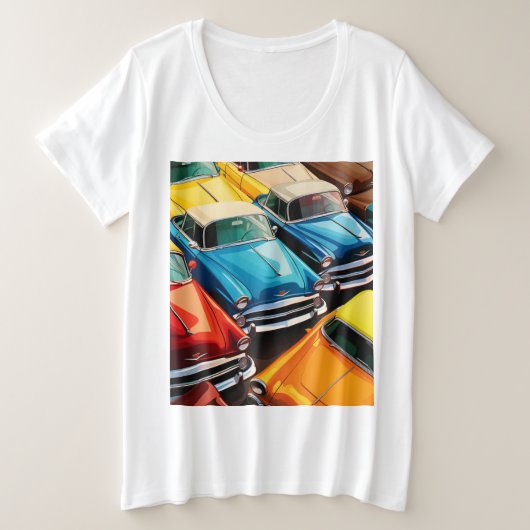 Oude auto's patroon grote maat t-shirt (Design voorkant)