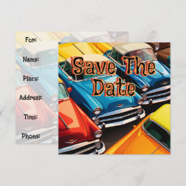 Oude auto's patroon save the date