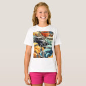 Oude auto's patroon t-shirt (Voorkant volledig)