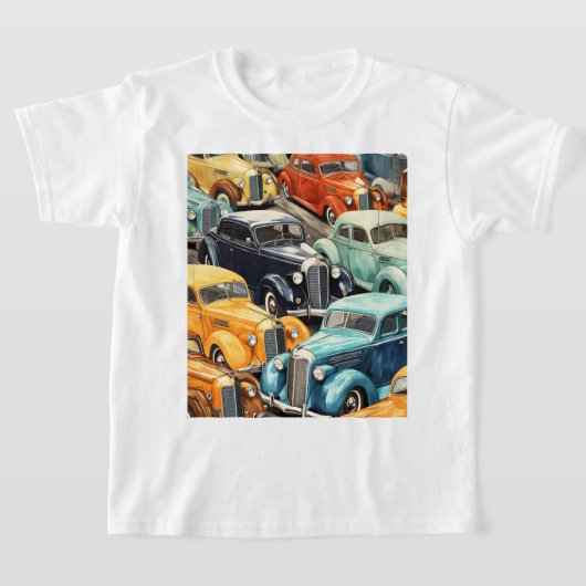 Oude auto's patroon t-shirt (Laagn)