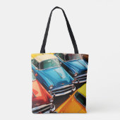 Oude auto's patroon tote bag (Achterkant)
