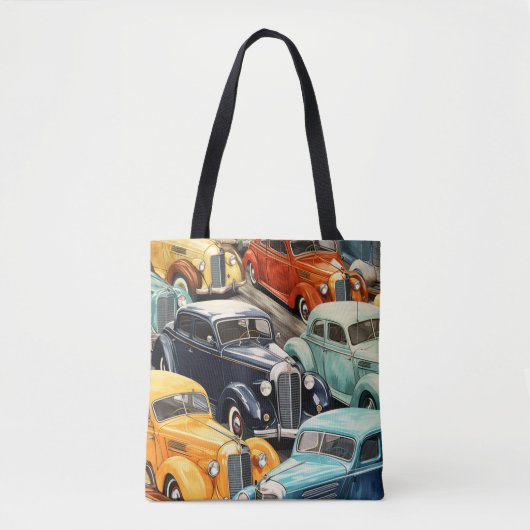 Oude auto's patroon tote bag (Voorkant)