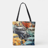 Oude auto's patroon tote bag (Achterkant)