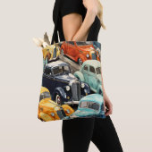 Oude auto's patroon tote bag (Dichtbij)