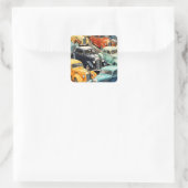 Oude auto's patroon vierkante sticker (Tas)