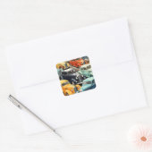 Oude auto's patroon vierkante sticker (Envelop)