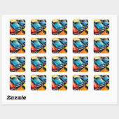 Oude auto's patroon vierkante sticker (Vel)