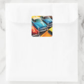 Oude auto's patroon vierkante sticker (Tas)