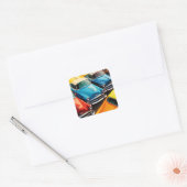Oude auto's patroon vierkante sticker (Envelop)