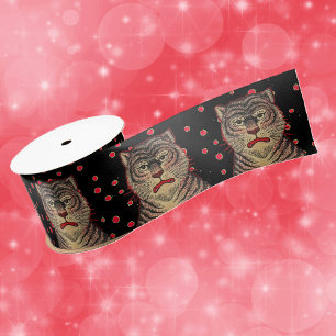 Oude Aziatische Gestreepte Woeste Tijger Satijnen Lint