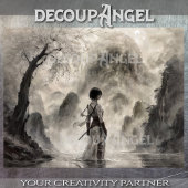 Oude Aziatische Vrouw Warrior - decoupage - Tissuepapier