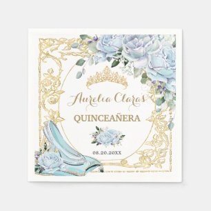 Oude baby blauwe rozen Assepoester Quinceanera Servet