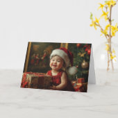 Oude Baby Kerstkaart Kaart (Gele Bloem)