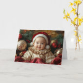 Oude Baby Kerstkaart Kaart (Gele Bloem)