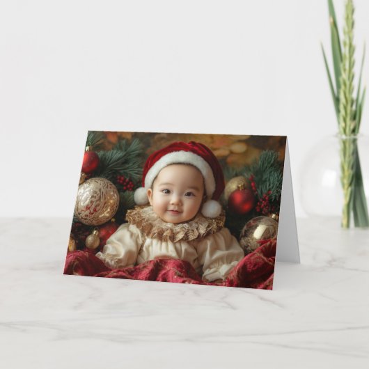 Oude Baby Kerstkaart Kaart (Voorkant)