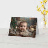 Oude Baby Kerstkaart Kaart (Gele Bloem)