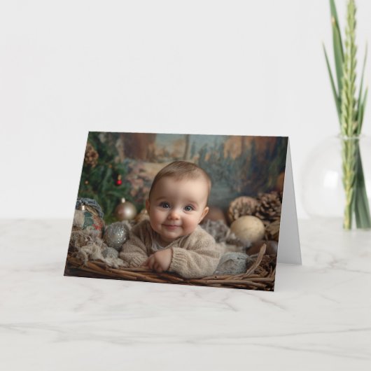 Oude Baby Kerstkaart Kaart (Voorkant)