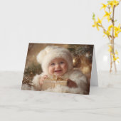 Oude Baby Kerstkaart Kaart (Gele Bloem)