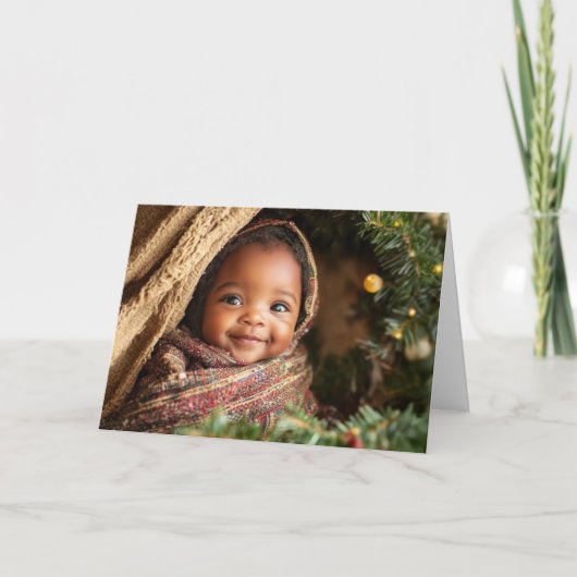 Oude Baby Kerstkaart Kaart (Voorkant)