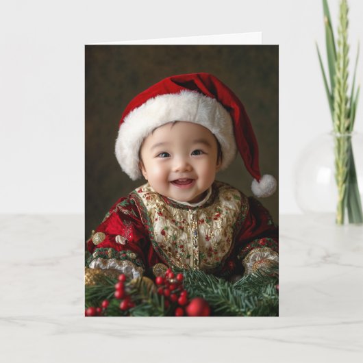 Oude Baby Kerstkaart Kaart (Voorkant)