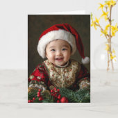 Oude Baby Kerstkaart Kaart (Gele Bloem)