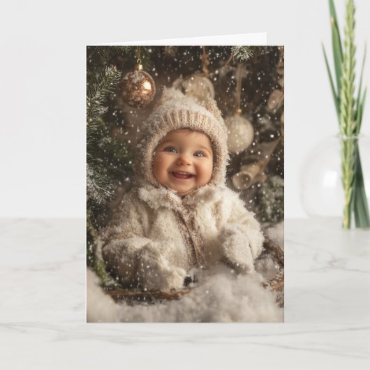 Oude Baby Kerstkaart Kaart (Voorkant)