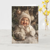 Oude Baby Kerstkaart Kaart (Gele Bloem)