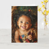 Oude Baby Kerstkaart Kaart (Gele Bloem)