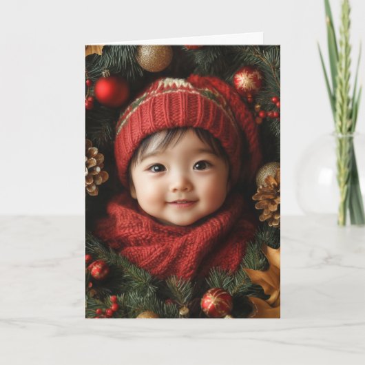 Oude Baby Kerstkaart Kaart (Voorkant)
