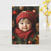 Oude Baby Kerstkaart Kaart (Gele Bloem)
