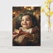 Oude Baby Kerstkaart Kaart (Gele Bloem)