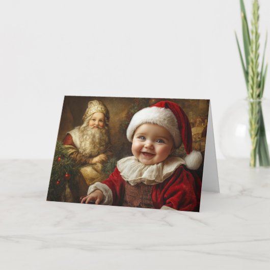 Oude Baby Kerstkaart Kaart (Voorkant)