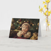 Oude Baby Kerstkaart Kaart (Gele Bloem)