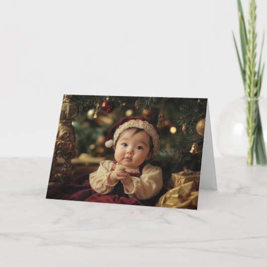 Oude Baby Kerstkaart Kaart (Voorkant)