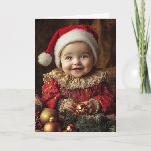 Oude Baby Kerstkaart Kaart (Voorkant)