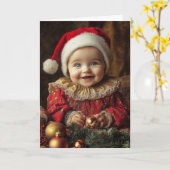 Oude Baby Kerstkaart Kaart (Gele Bloem)