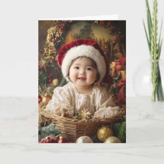 Oude Baby Kerstkaart Kaart (Voorkant)