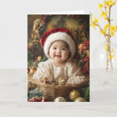 Oude Baby Kerstkaart Kaart (Gele Bloem)