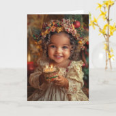 Oude Baby Kerstkaart Kaart (Gele Bloem)