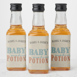 Oude baby makende toverdrank likeurfles etiket