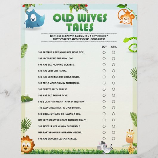 Oude Baby shower van Wives Tales [Dierthema] Briefhoofd (Voorkant)