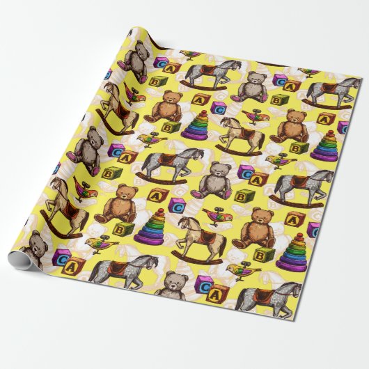 Oude babyspeelgoed cadeaupapier (Uitgerold)