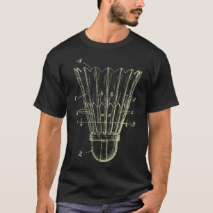 Oude Badminton Shuttle Blueprint Octrooi T-shirt