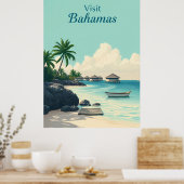 Oude Bahama's Reis Oude Illustratie Poster (Keuken)