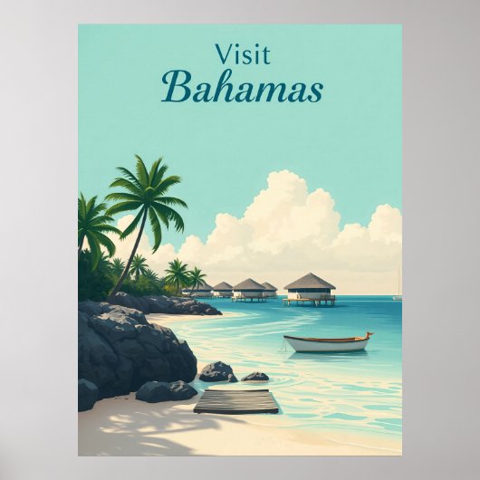 Oude Bahama's Reis Oude Illustratie Poster (Voorkant)