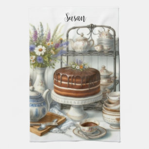 Oude Bakkerij Theekop Theepot en Chocoladetaart  Theedoek