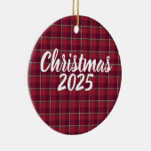 Oude Baksteen en Cab Sav Geruite Kerstmis 2025 Keramisch Ornament (Rechts)