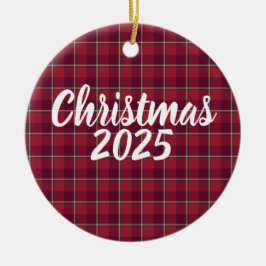 Oude Baksteen en Cab Sav Geruite Kerstmis 2025 Keramisch Ornament