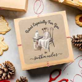 Oude bakthema Cadeautags Gebakken door JOU Vierkante Sticker