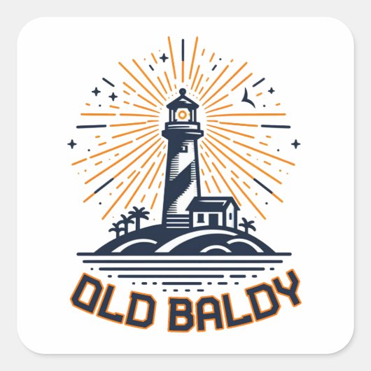 Oude Baldy Vuurtoren Zonsopgang Vierkante Sticker (Voorkant)